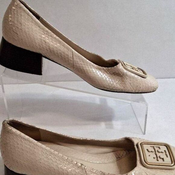 Size 8 1/2-M Tory Burch "GEORGIA" Gingerbread Block Heel Pump shoes - Picture 4 of 7